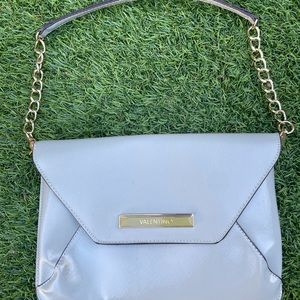 Valentino large embossed leather shoulder bag with chain and leather strap